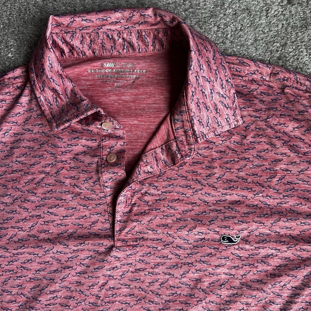 Vineyard Vines Polo Shirt Mens XL Pink On The Go Sankaty Golf Performance